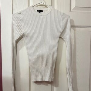Dynamite White Ribbed Long Sleeve Top